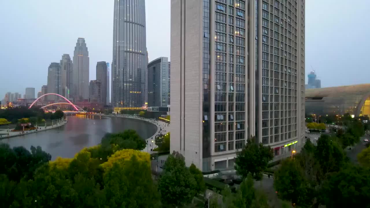 航拍中国天津城市建筑视频素材