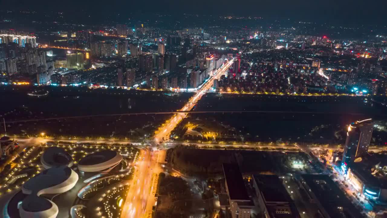 4k航拍孝感城市夜景车流延时素材视频素材