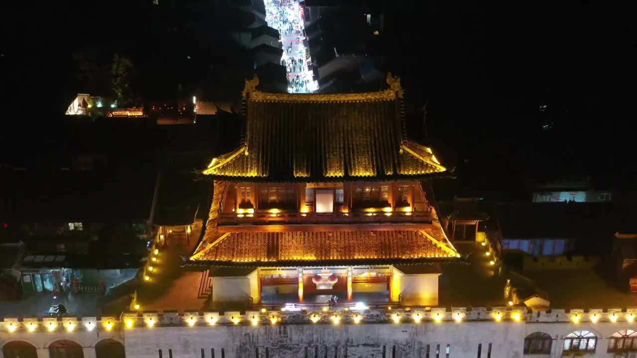 河南洛阳市丽景门古建筑夜景视频素材