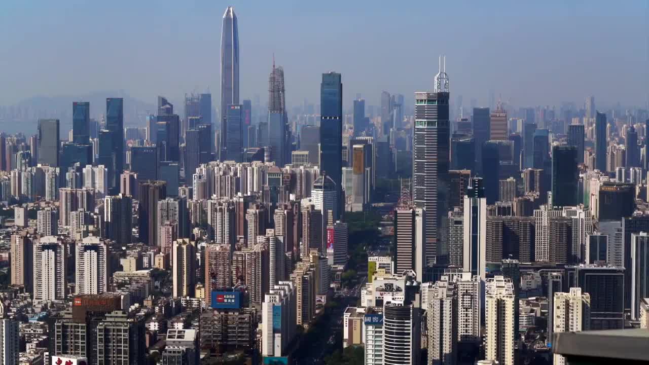 中国广东深圳都市风光广角固定机位延时视频素材