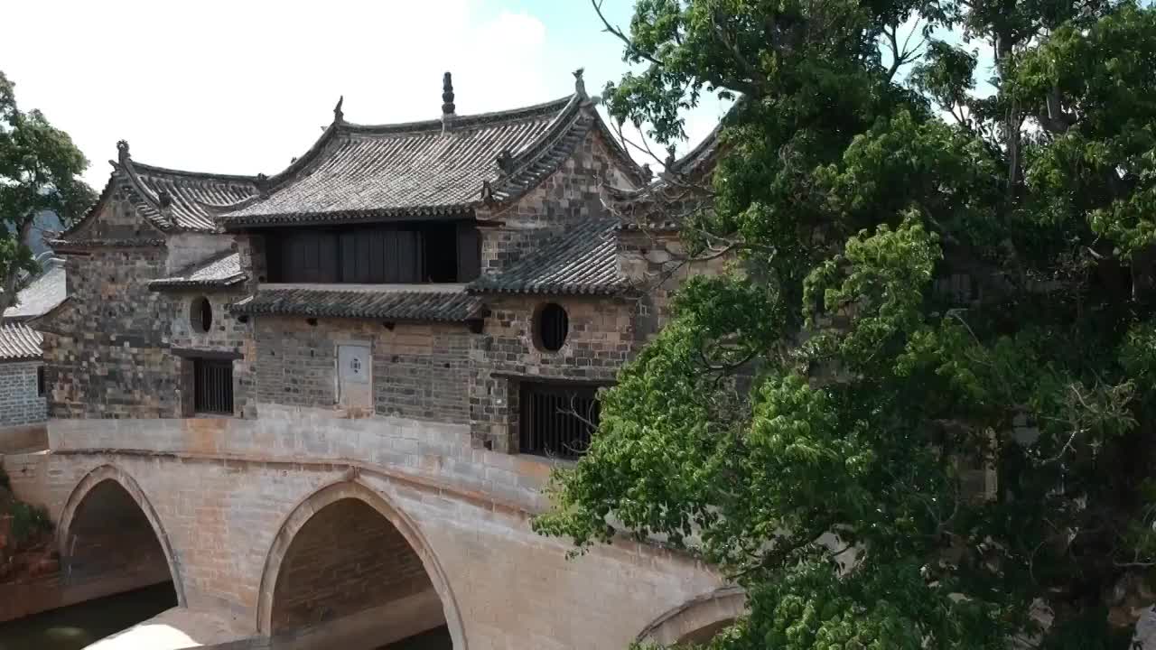 云南省红河州建水县乡会桥航拍视频素材