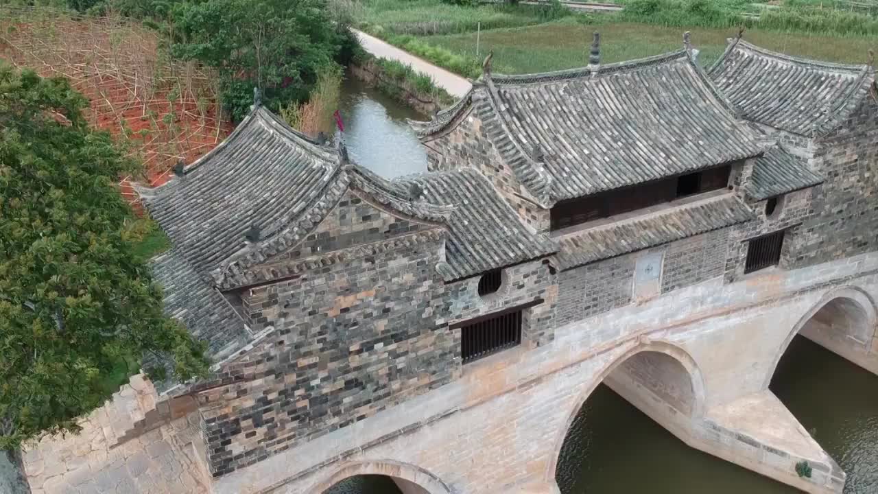 云南省红河州建水县乡会桥航拍视频素材