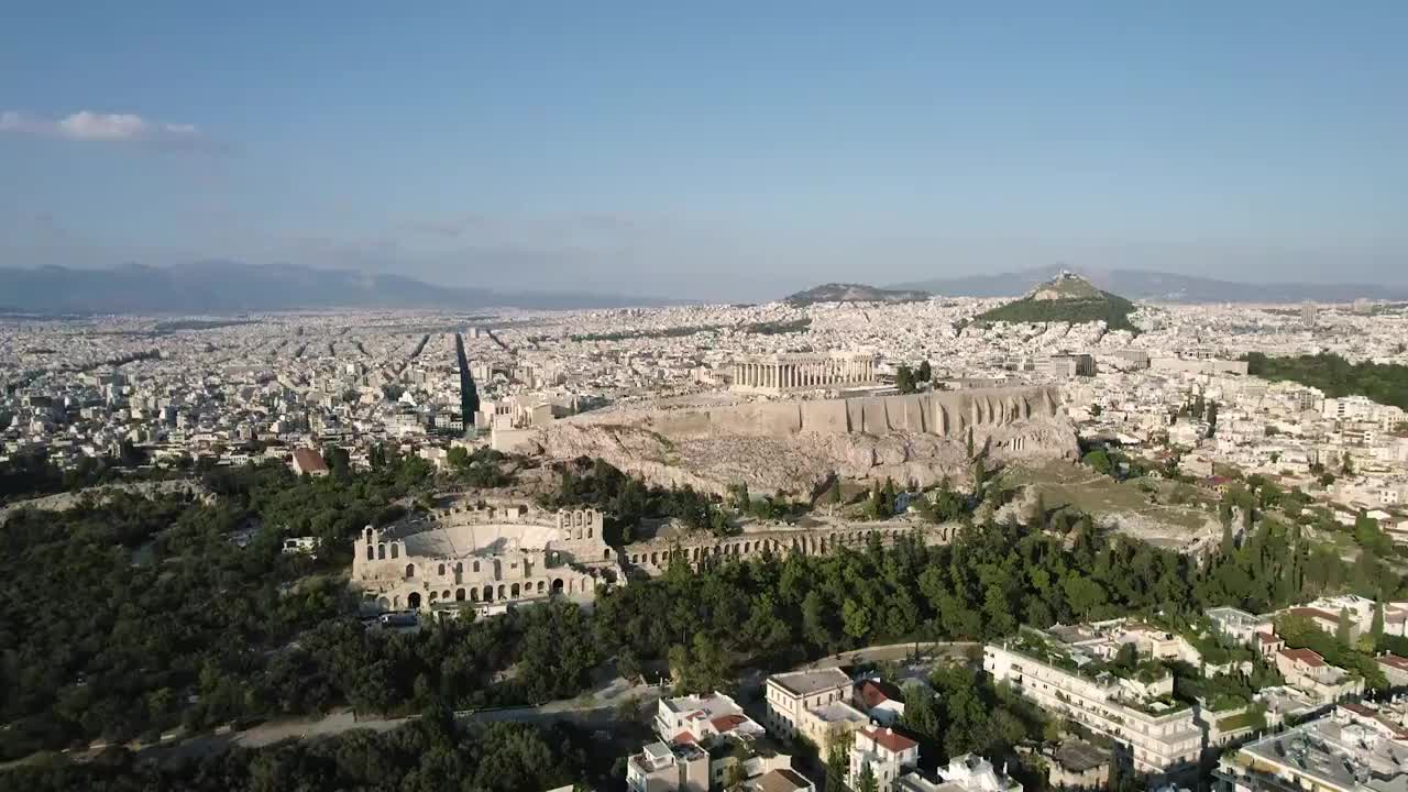 航拍希腊雅典卫城和城市视频素材