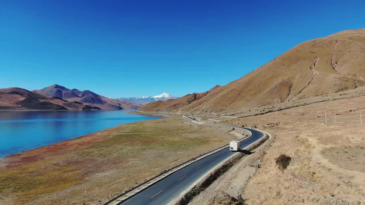 西藏羊湖航拍全景视频下载