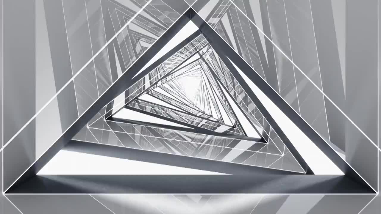 创意三角形隧道 3D渲染视频素材