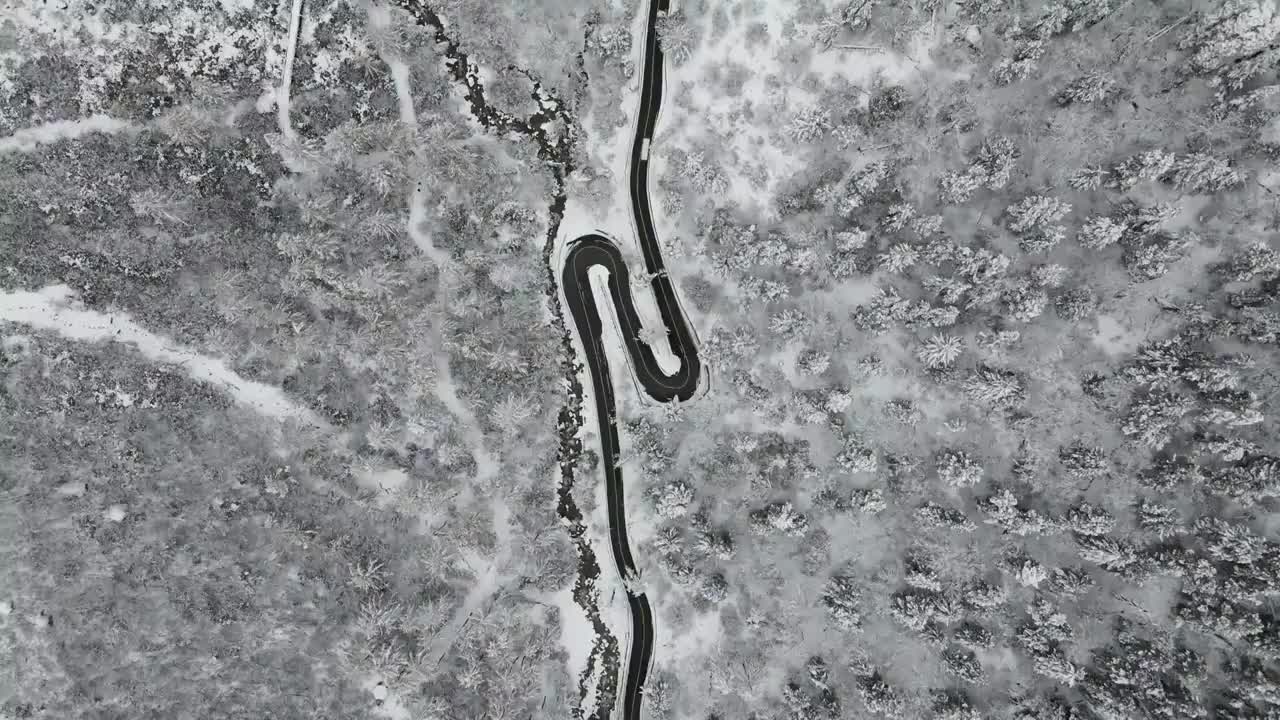 毕棚沟雪景航拍视频素材