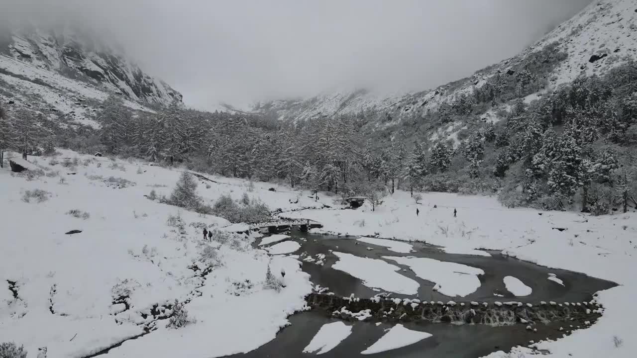 毕棚沟雪景航拍视频素材