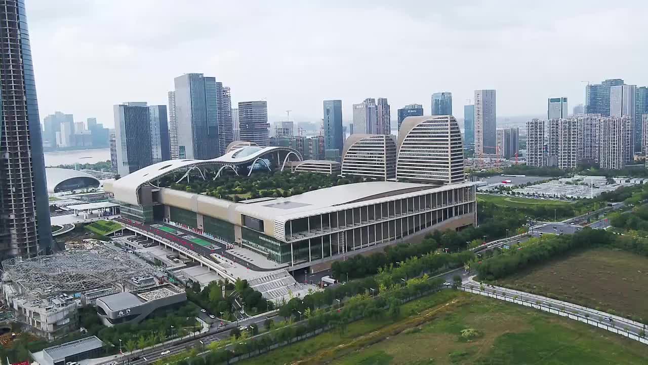 航拍杭州博奥中心视频素材