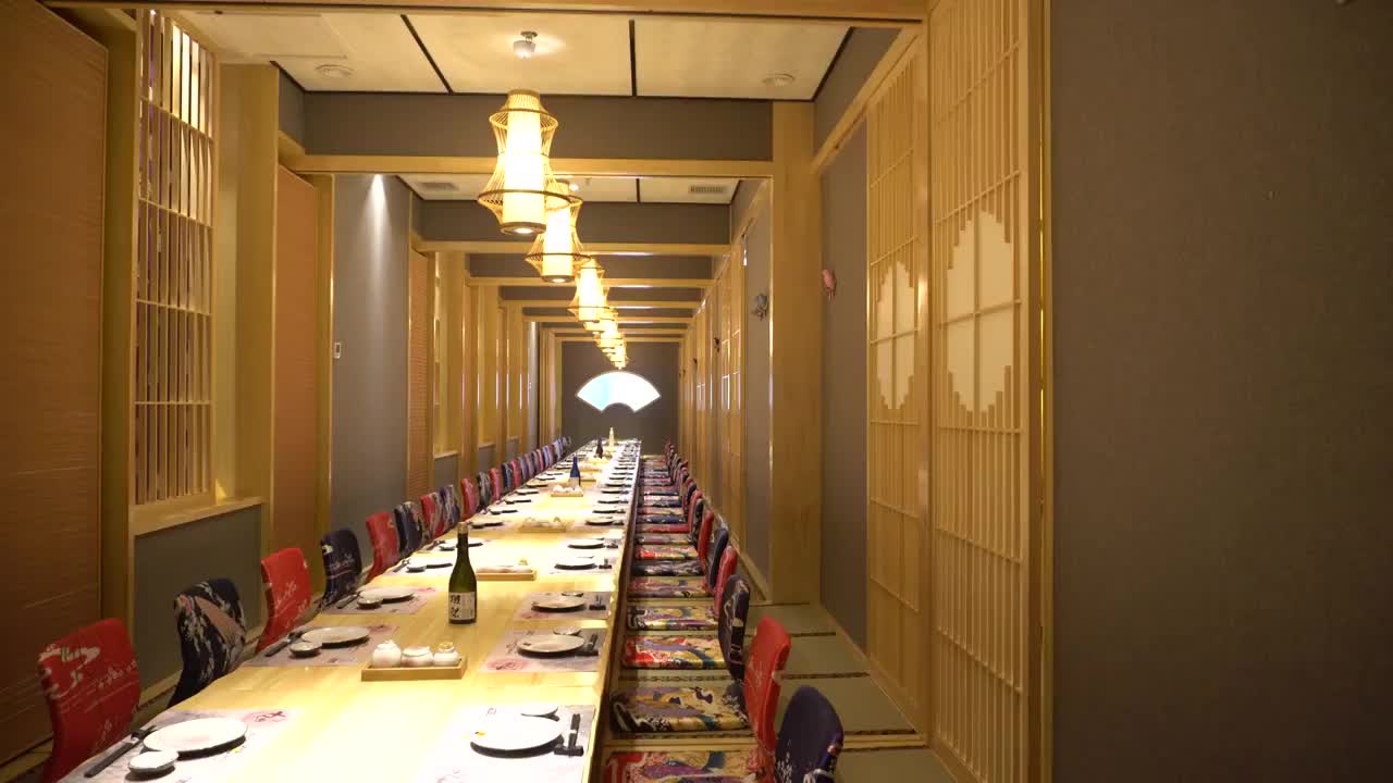 日本料理餐厅环境空间视频下载