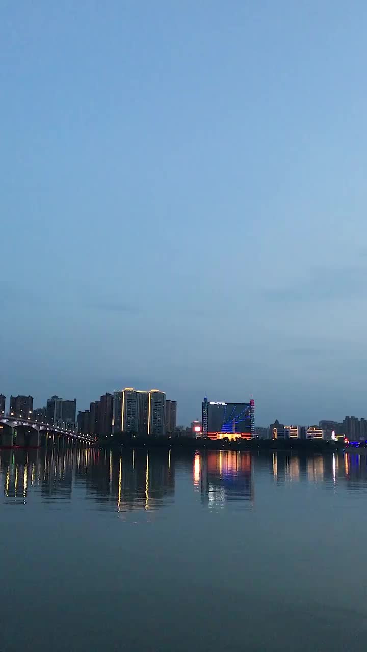 广东清远北江城市夕阳风景视频素材