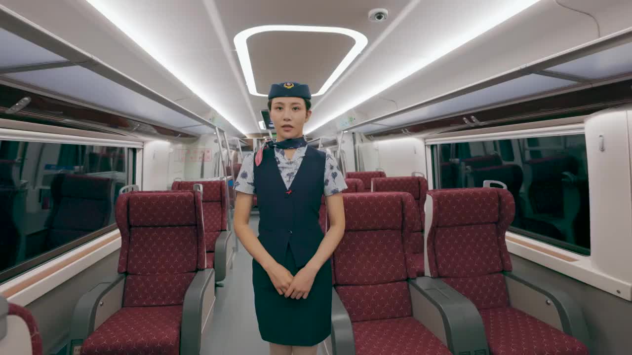 列车上的乘务员视频素材