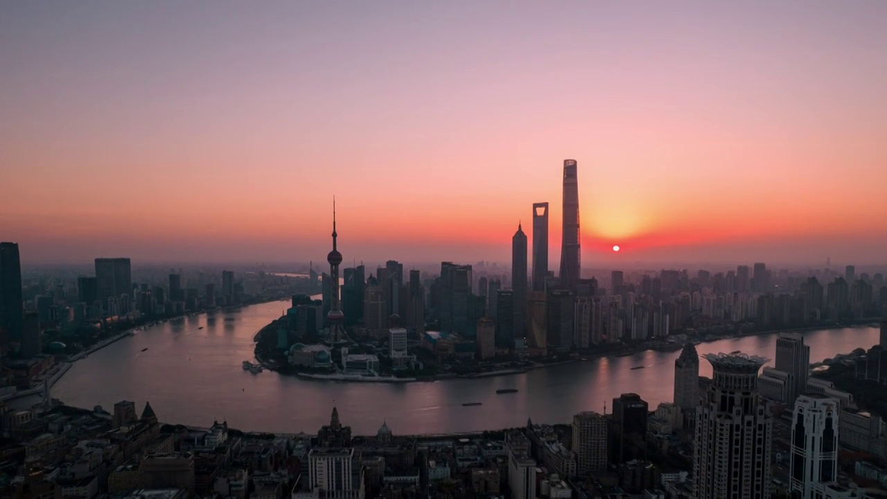 上海日出航拍延时视频素材