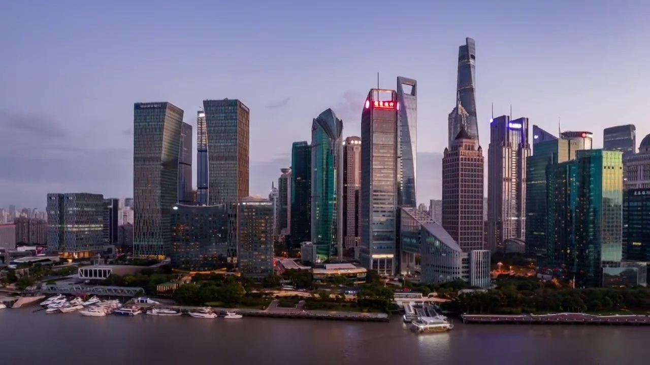 上海CBD航拍延时视频素材