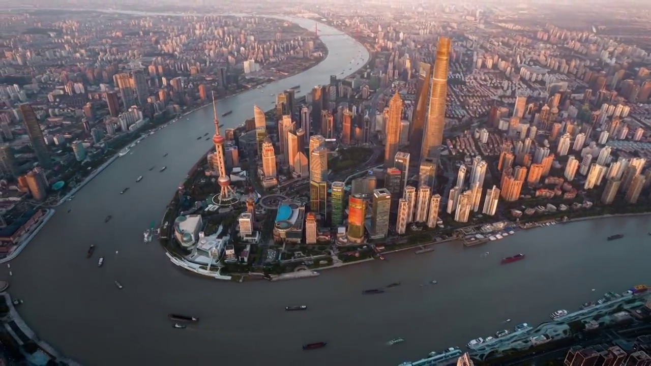 上海日落航拍延时视频素材