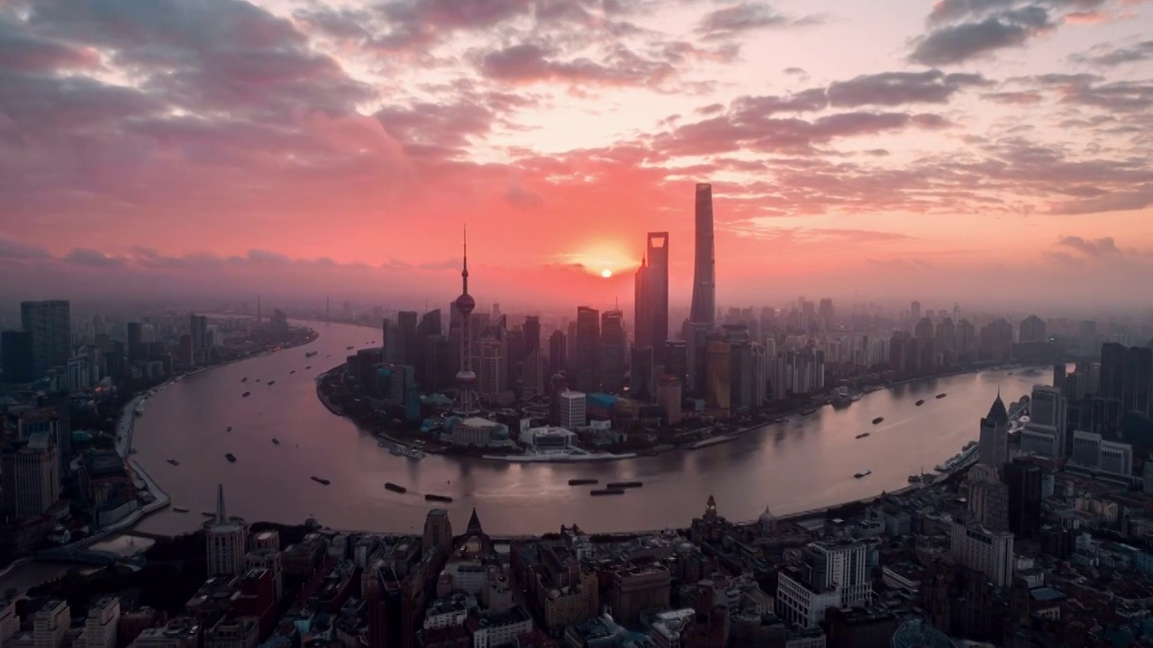上海日出航拍延时视频素材