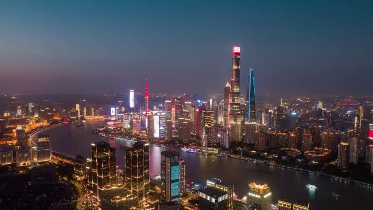 上海夜景航拍延时视频素材