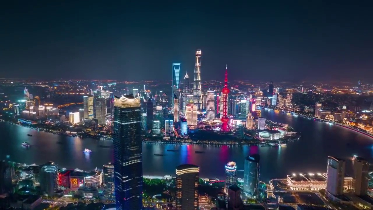 上海夜景航拍延时视频素材