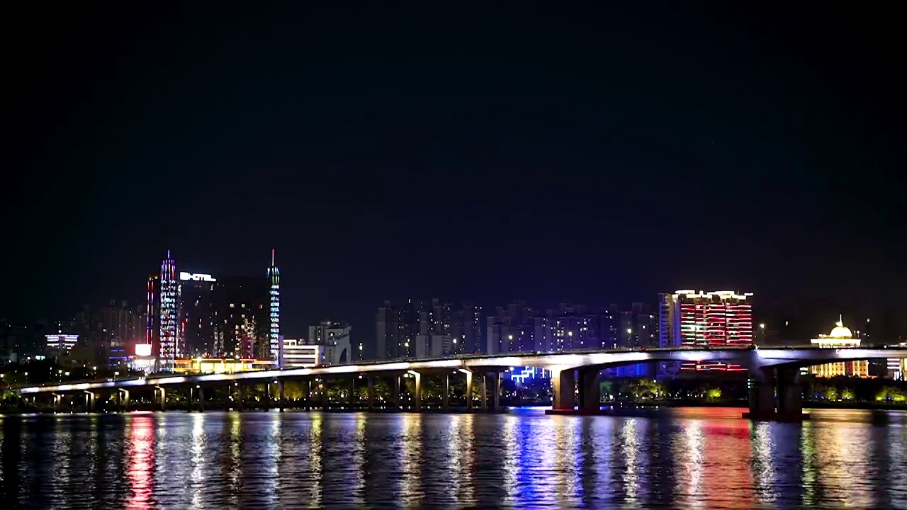 广东清远凤城大桥城市夜景视频素材