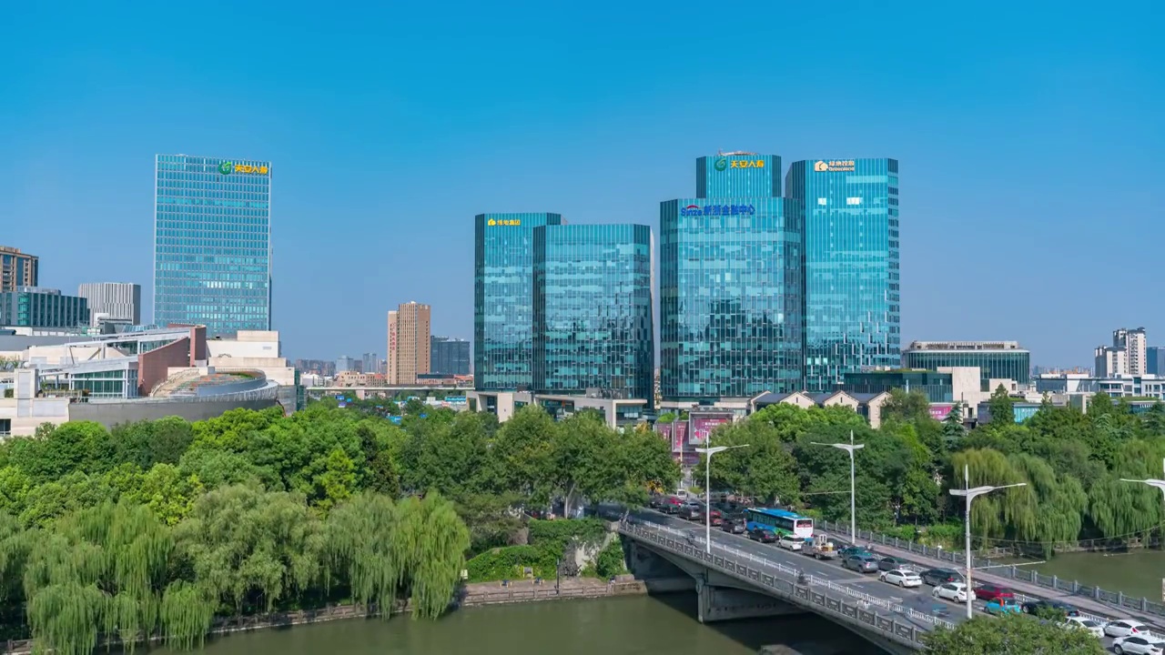 杭州商务区建筑群4k高清延时摄影视频下载