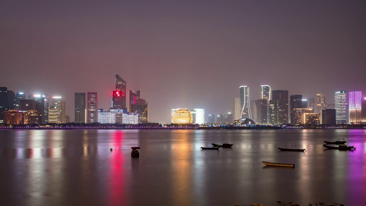 杭州运河日转夜4k高清延时摄影视频下载
