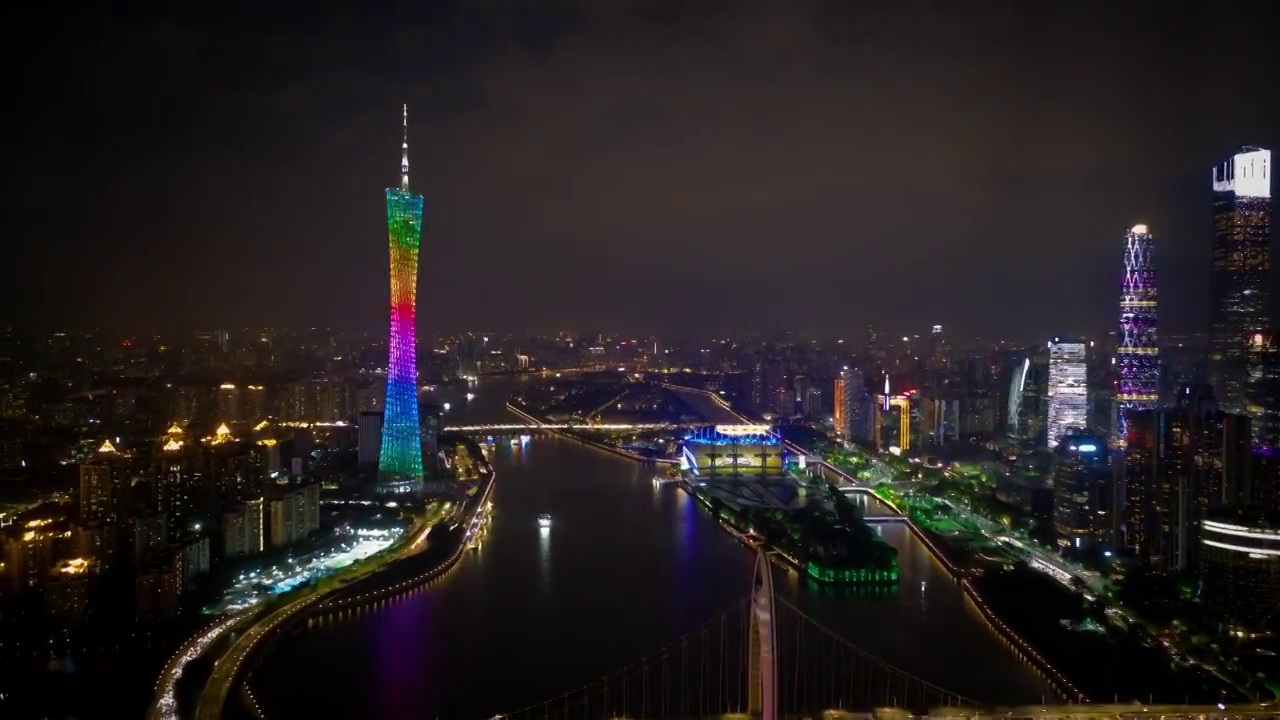 广州夜景4k高清航拍延时摄影视频下载