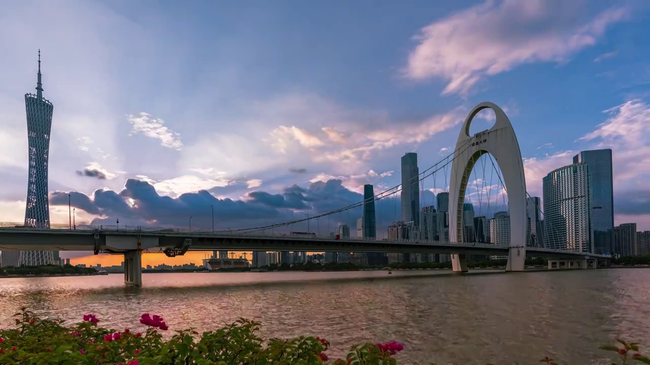 广州大桥日落4k高清延时摄影视频下载