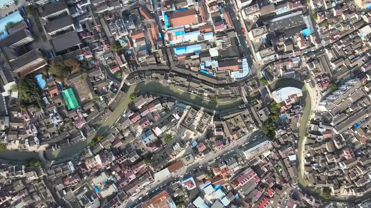 俯视上海罗店古镇视频素材