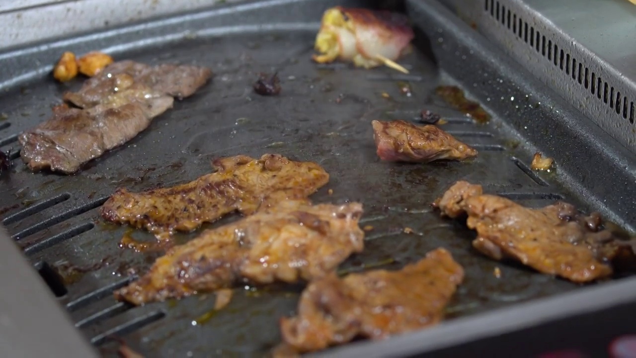 韩式烤肉铁板烤肉视频素材
