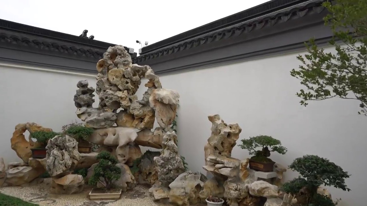 苏州园林假山石视频素材
