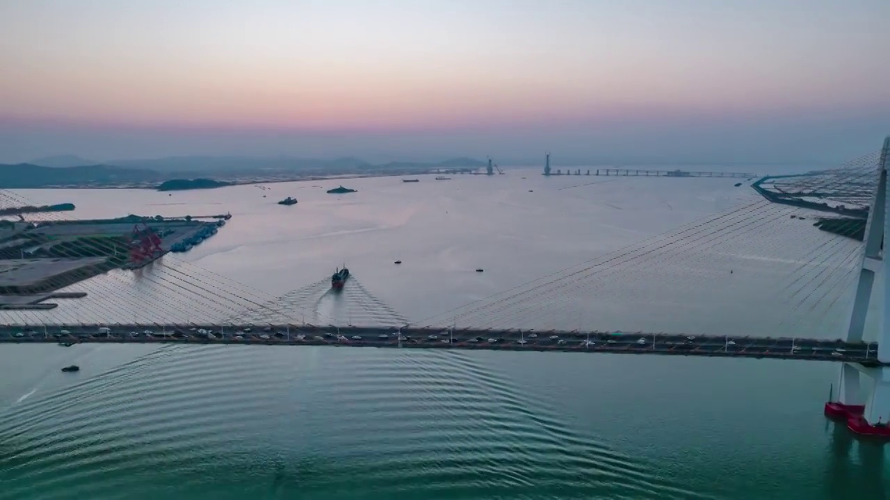 航拍汕头礐石大桥延时视频视频素材