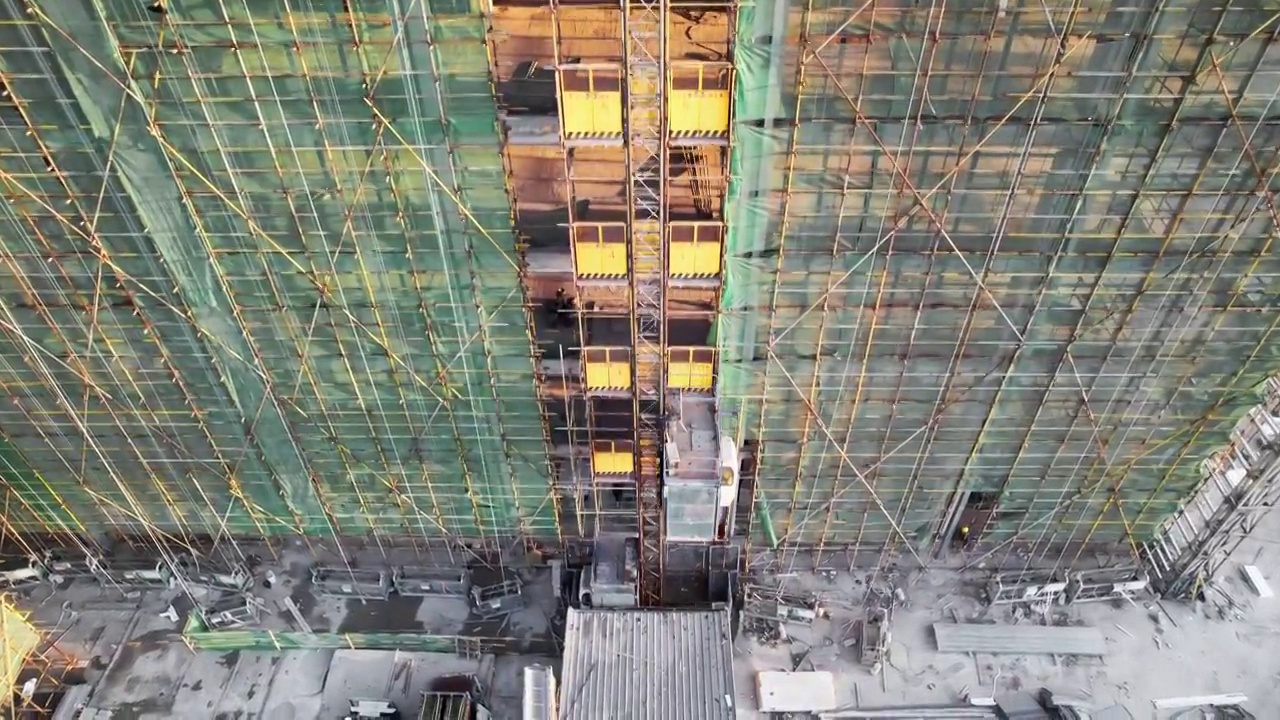 航拍杭州正在施工中的工地视频素材