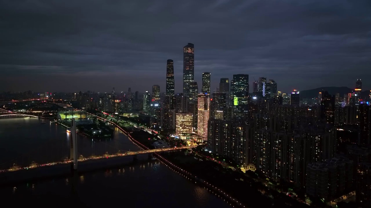 广东省广州市夜景城市风光航拍视频素材