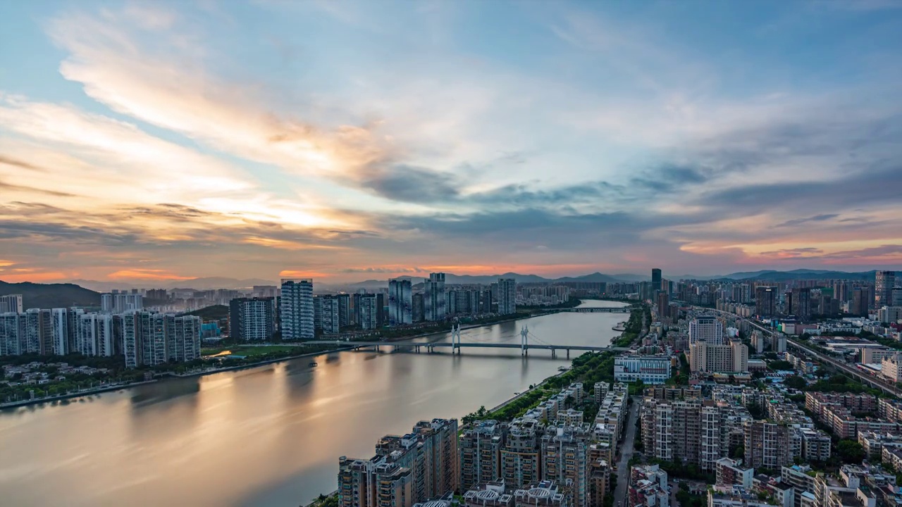 广东省珠海市白石桥城市风光日转夜延时视频素材