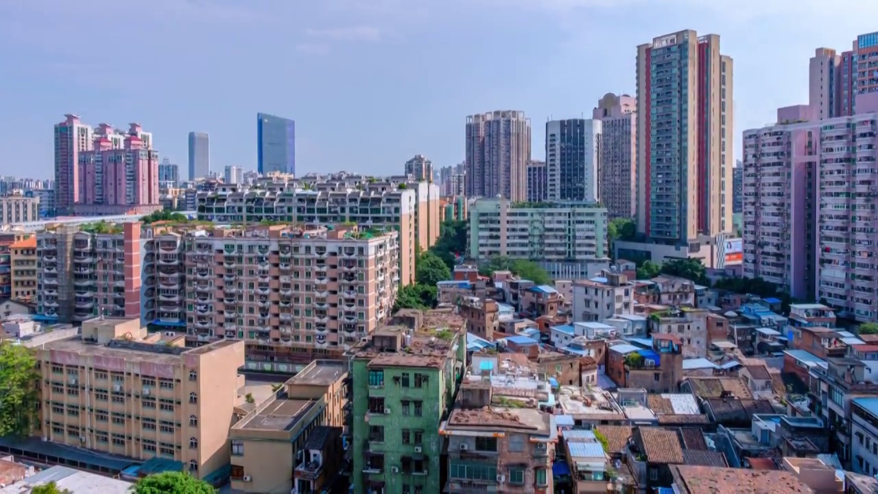 中国广州城市建筑蓝天白云延时摄影视频素材