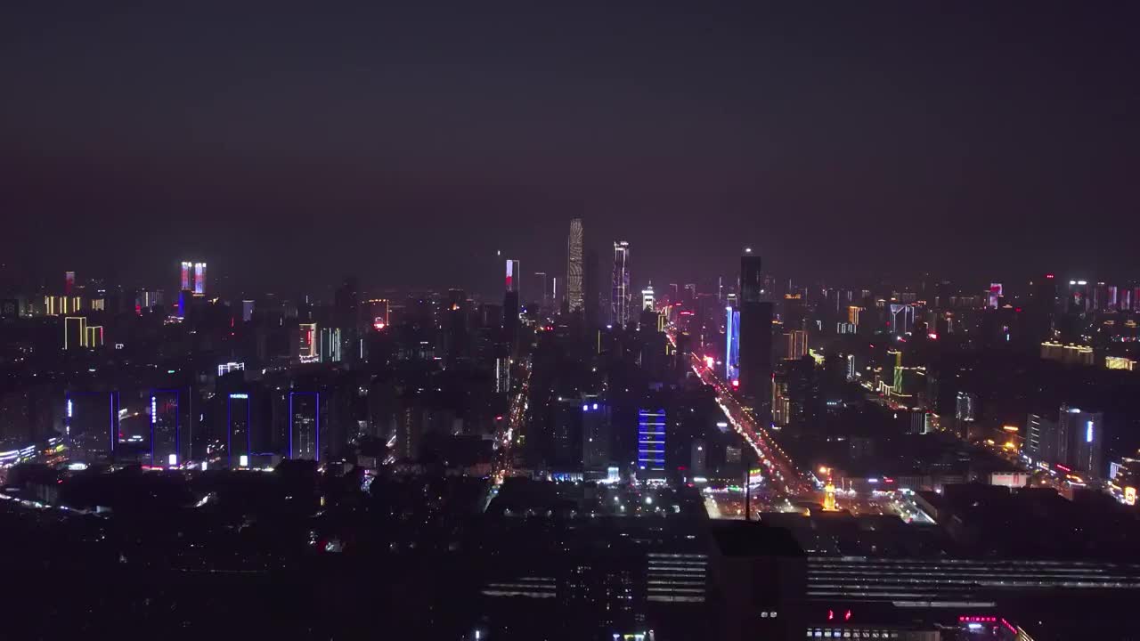 湖南长沙城市夜景航拍视频下载