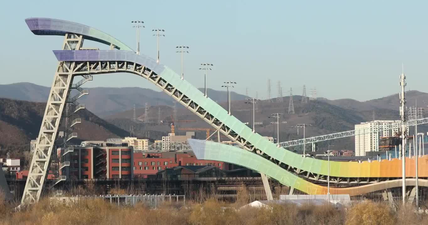 4K拍摄北京首钢滑雪大跳台视频素材