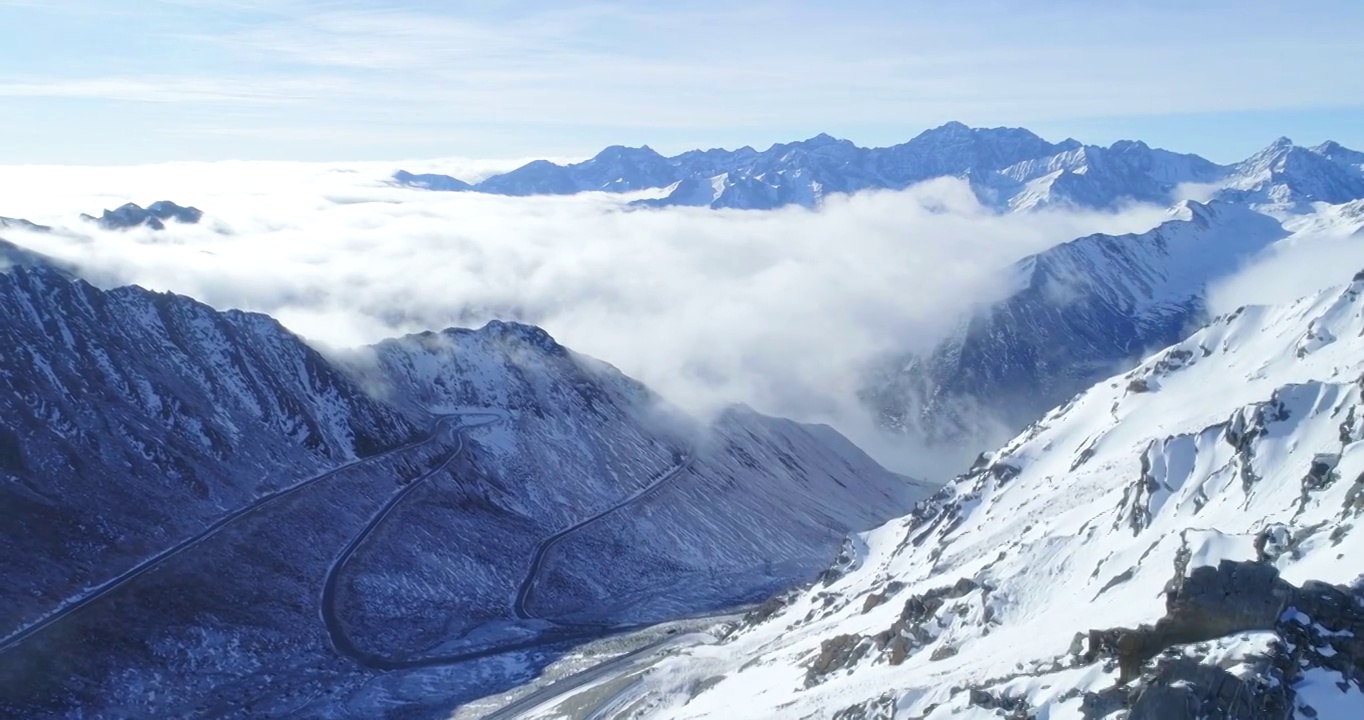 雪山山峰景观航拍特写视频素材