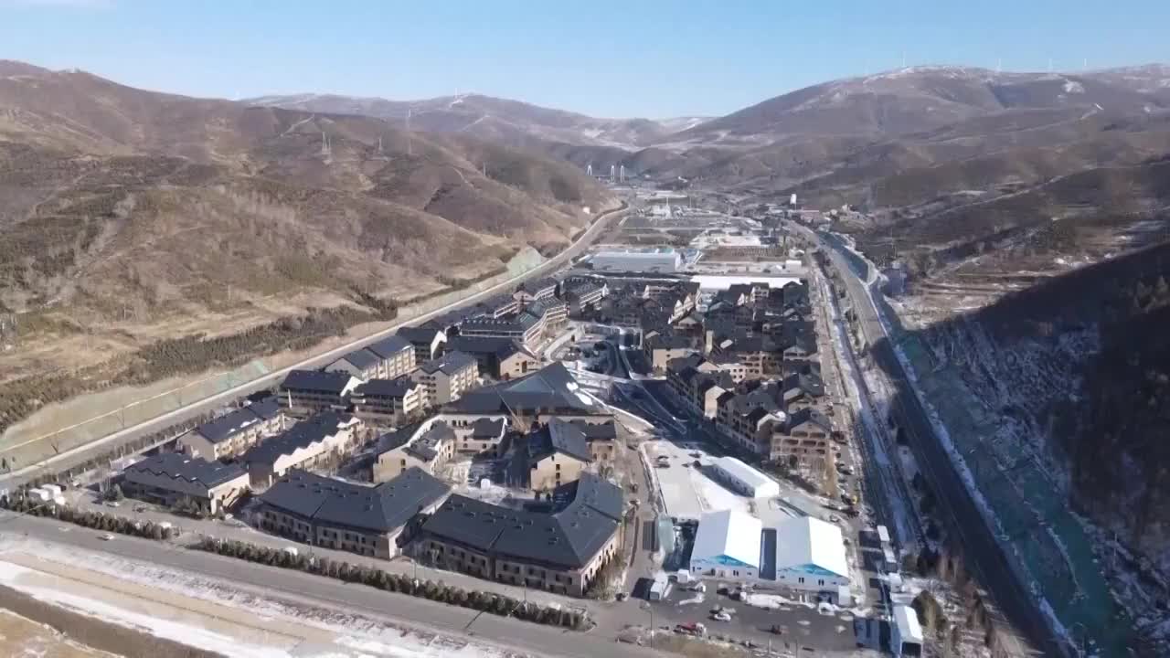 北京冬奥会场馆滑雪场奥运村多角度航拍（合集）视频素材