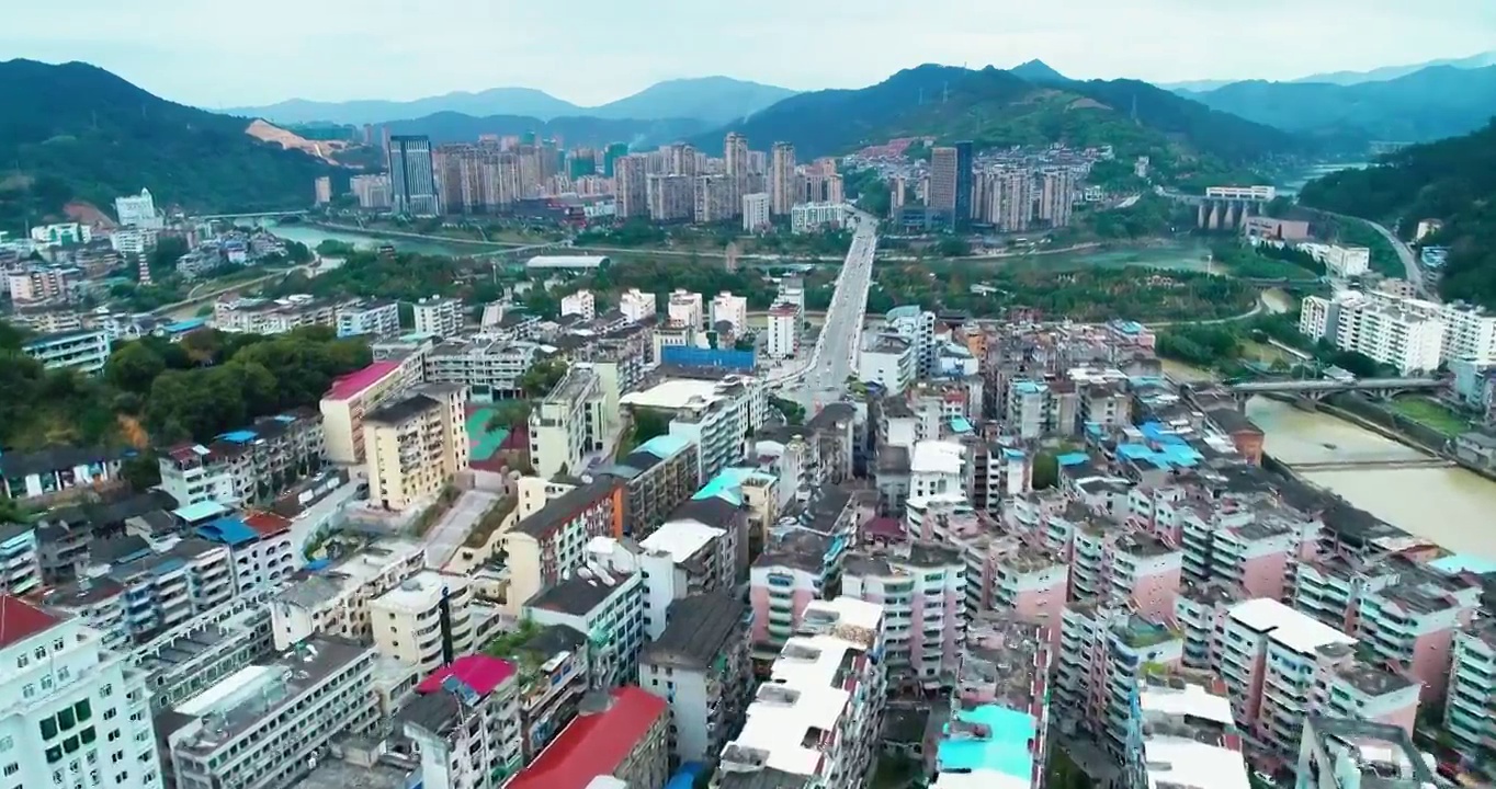 航空摄影的城市景观在友溪福建中国视频素材