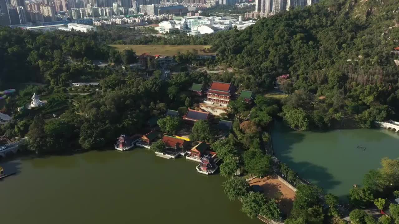 广东省珠海市圆明新园白昼航拍视频下载