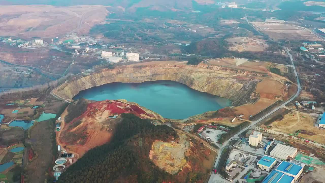 安徽省马鞍山市高采铁矿场航拍视频素材