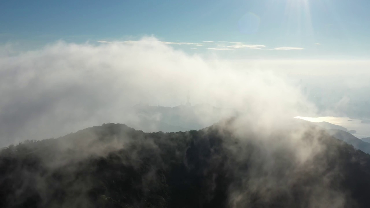 云雾里的梧桐山视频素材