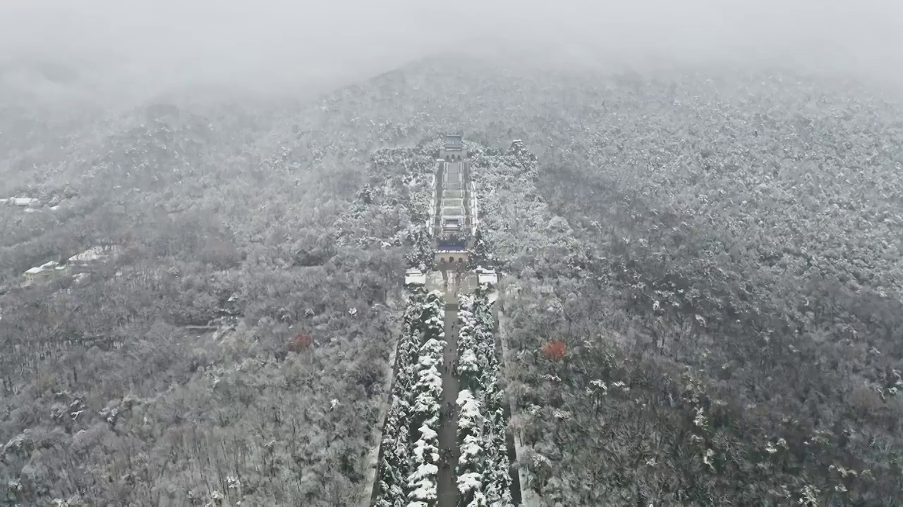 航拍南京紫金山中山陵雪景视频素材