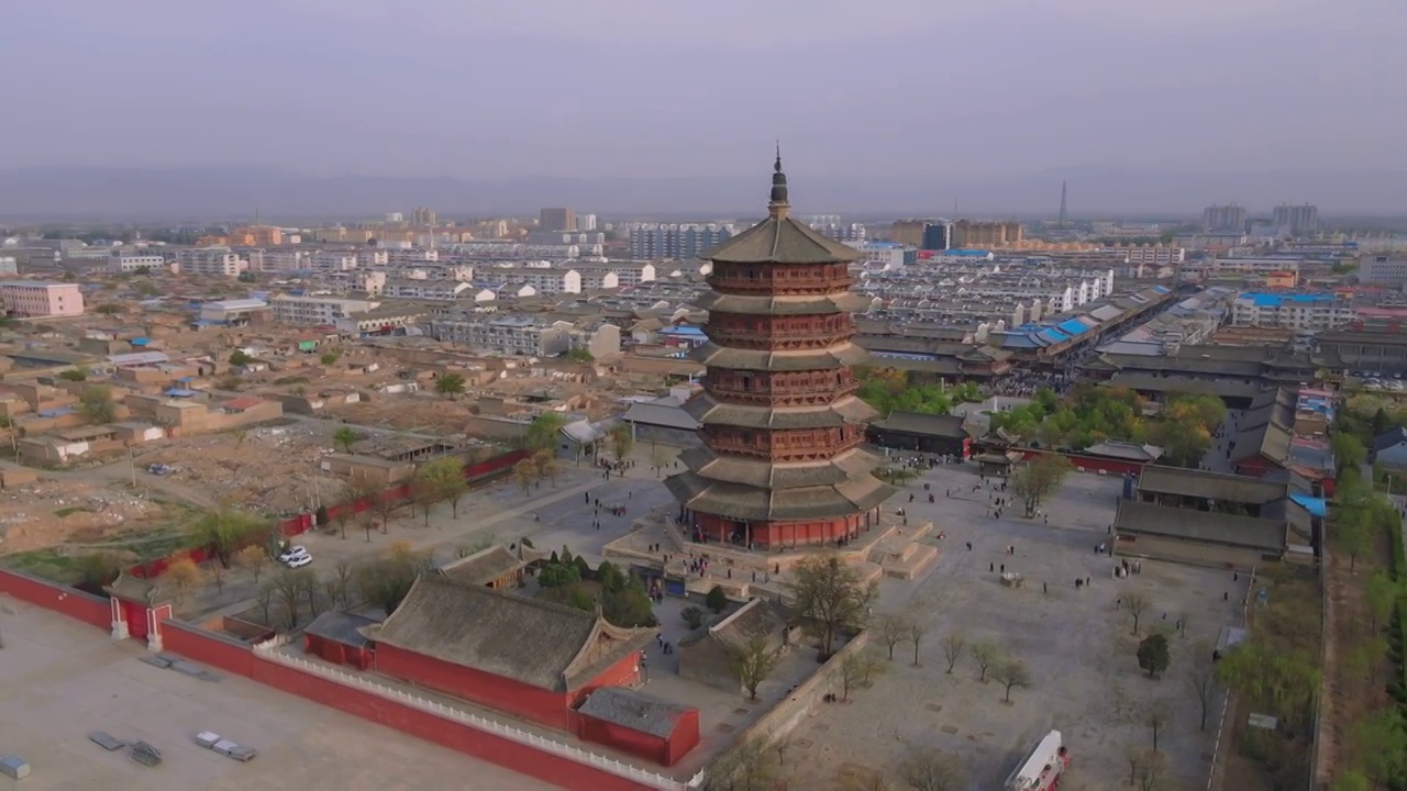 中国山西历史古建筑应县木塔视频下载
