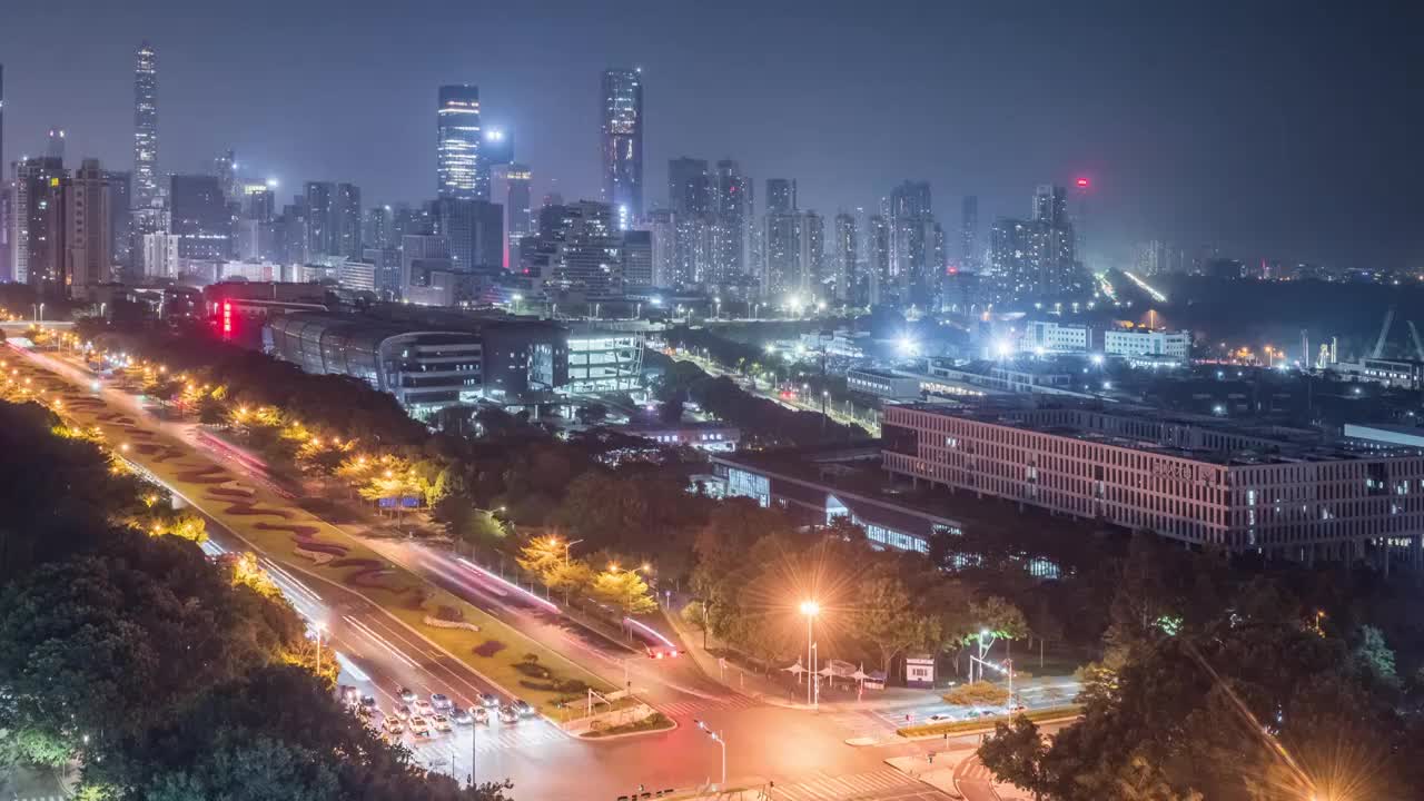 深圳城市夜景风光延时视频素材