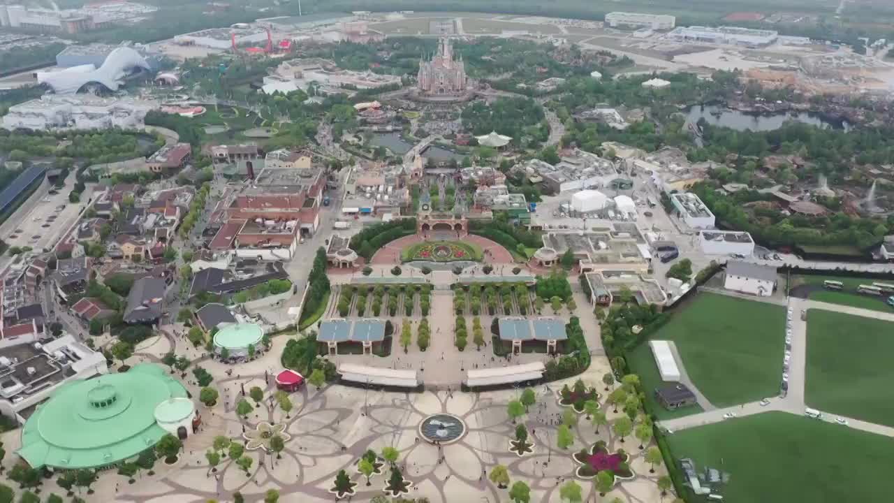航拍上海迪士尼乐园视频下载