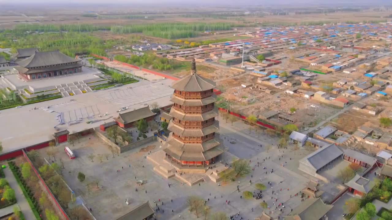 中国山西古建筑应县木塔视频下载