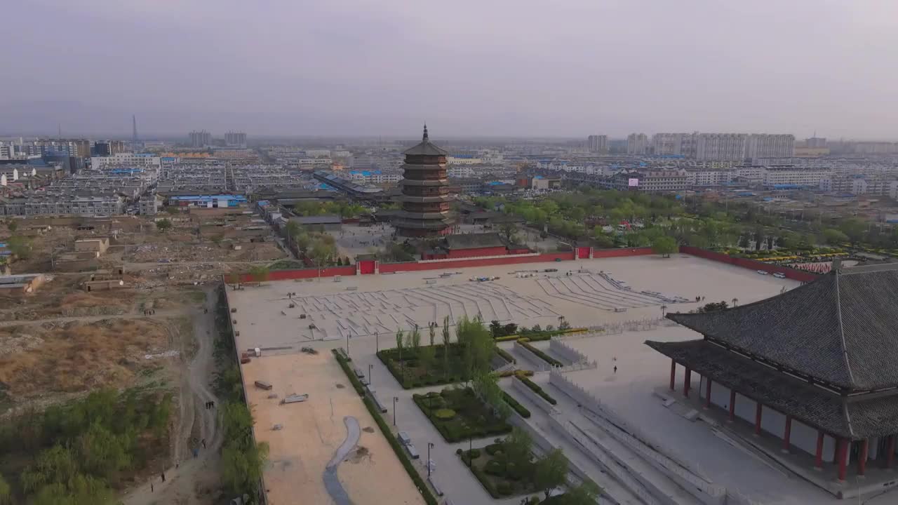 中国山西古建筑应县木塔视频下载