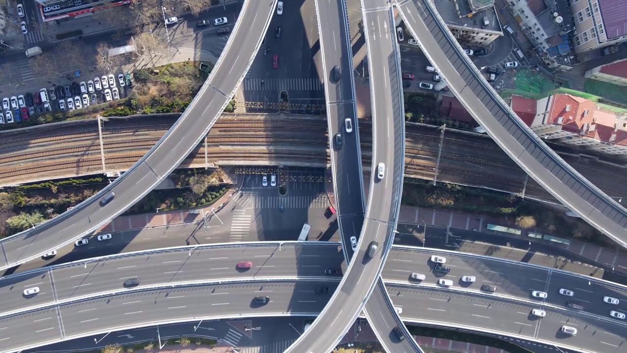 航拍青岛城市道路桥梁视频素材