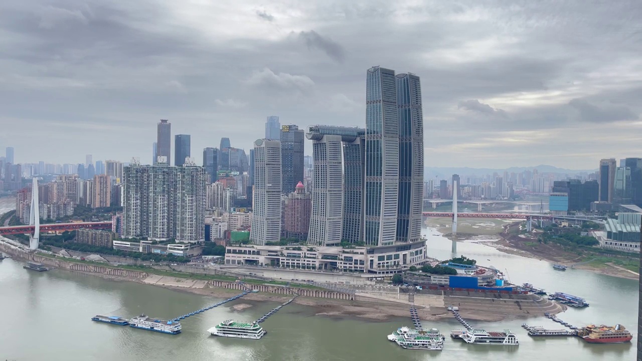 航拍重庆城市建筑天际线视频素材